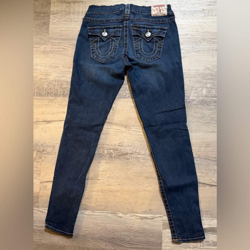 True Religion Dark Wash Skinny Jeans in Blue